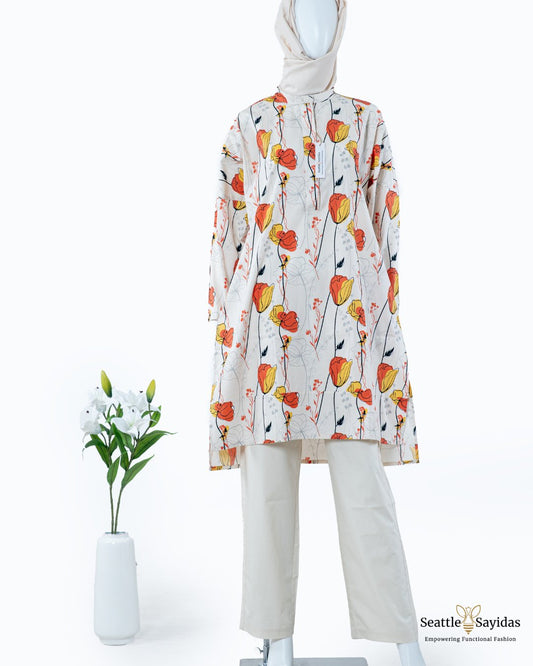 Breathable Tunic Top: Meadow Poppy - Seattle Sayidas