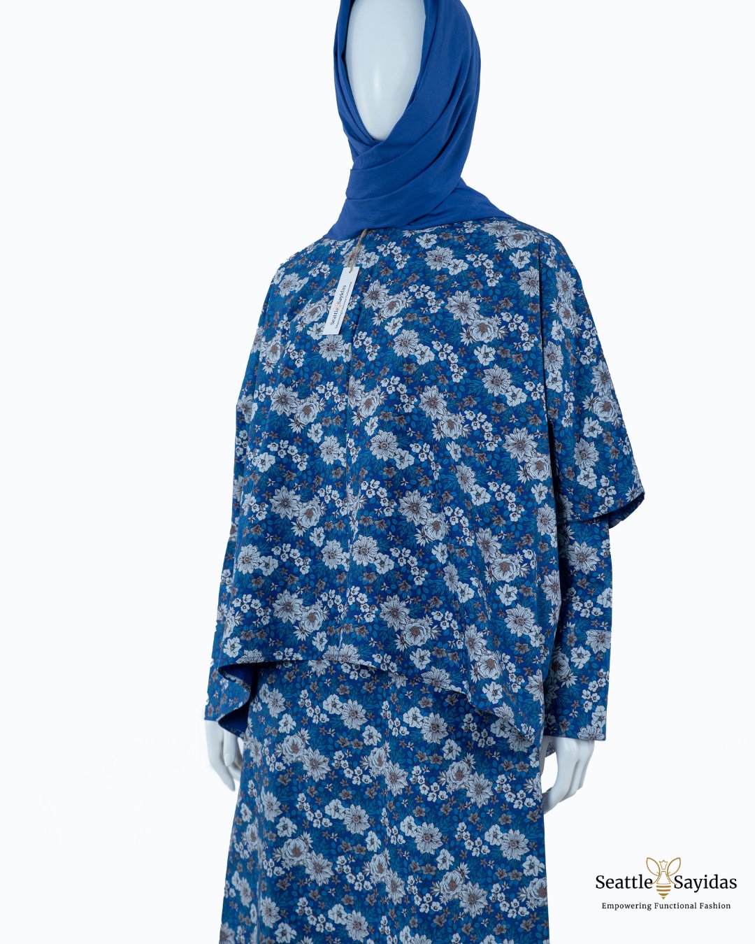Women Organic Cotton Capelet Tunic Dress Top In Royal Blue